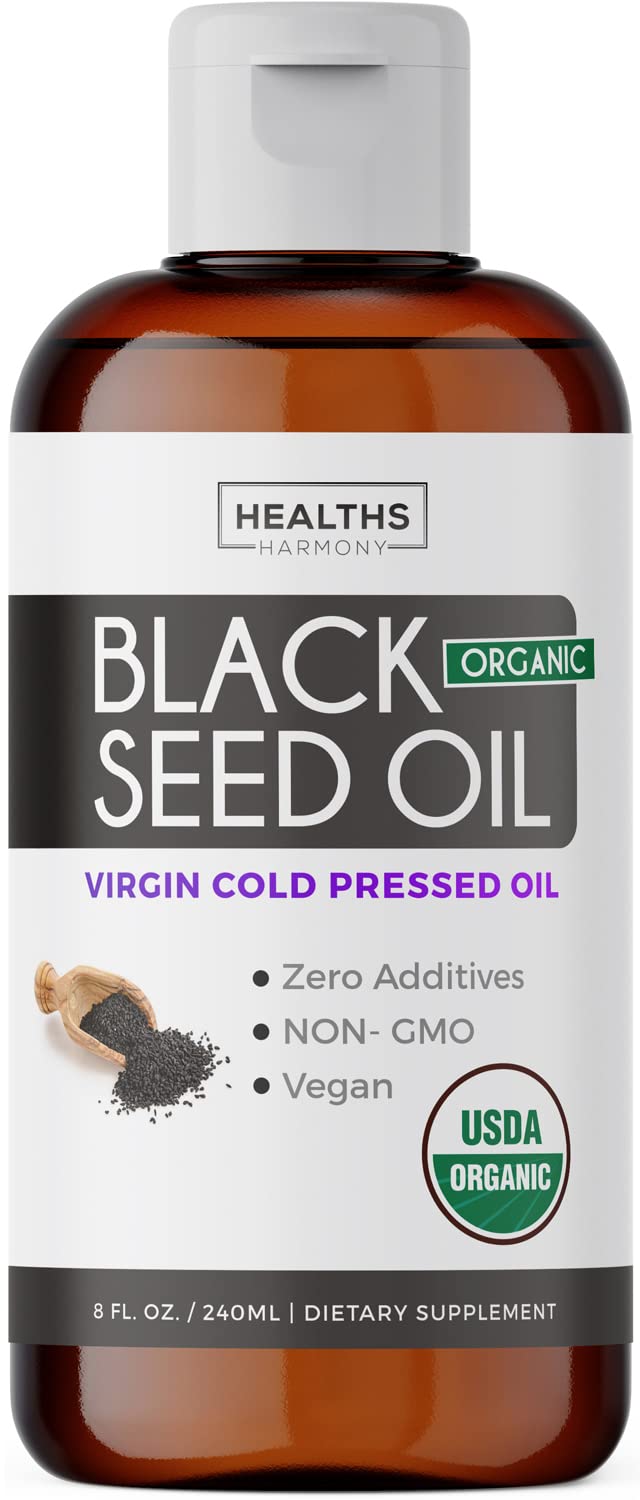 Black Seed Oil - 120 Softgel Capsules Skin Health (Non-GMO & Vegan) Cold-Pressed Nigella Sativa Producing Pure Black Cumin Seed Oil with Vitamin E - 500mg Each, 1000mg Per 2 Capsule Serving