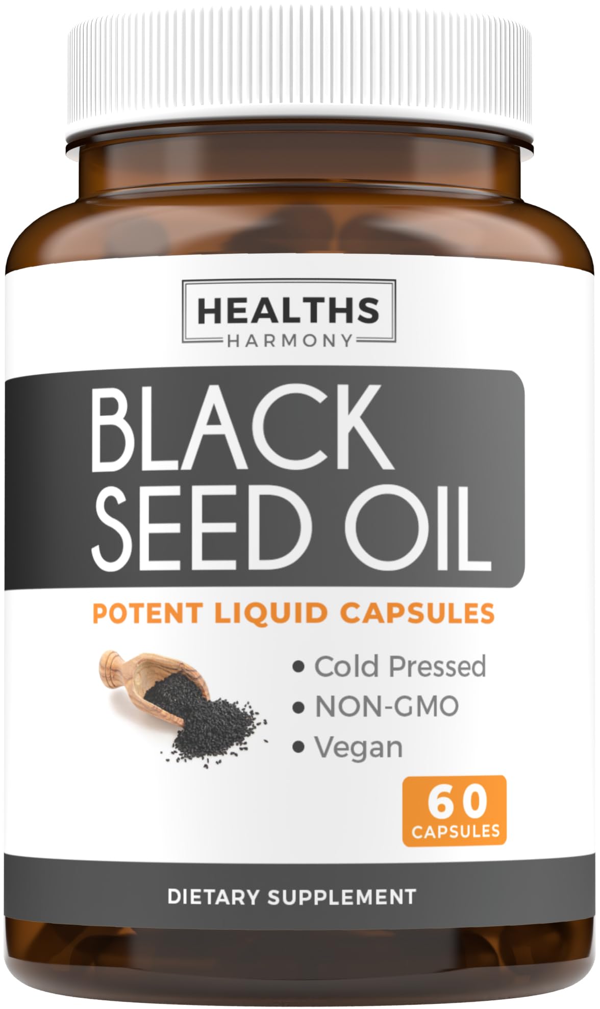 Black Seed Oil - 120 Softgel Capsules Skin Health (Non-GMO & Vegan) Cold-Pressed Nigella Sativa Producing Pure Black Cumin Seed Oil with Vitamin E - 500mg Each, 1000mg Per 2 Capsule Serving