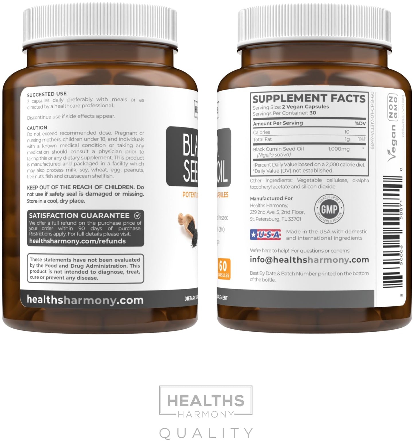 Black Seed Oil - 120 Softgel Capsules Skin Health (Non-GMO & Vegan) Cold-Pressed Nigella Sativa Producing Pure Black Cumin Seed Oil with Vitamin E - 500mg Each, 1000mg Per 2 Capsule Serving