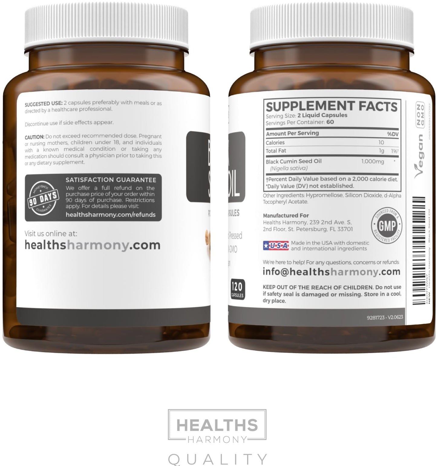 Black Seed Oil - 120 Softgel Capsules Skin Health (Non-GMO & Vegan) Cold-Pressed Nigella Sativa Producing Pure Black Cumin Seed Oil with Vitamin E - 500mg Each, 1000mg Per 2 Capsule Serving
