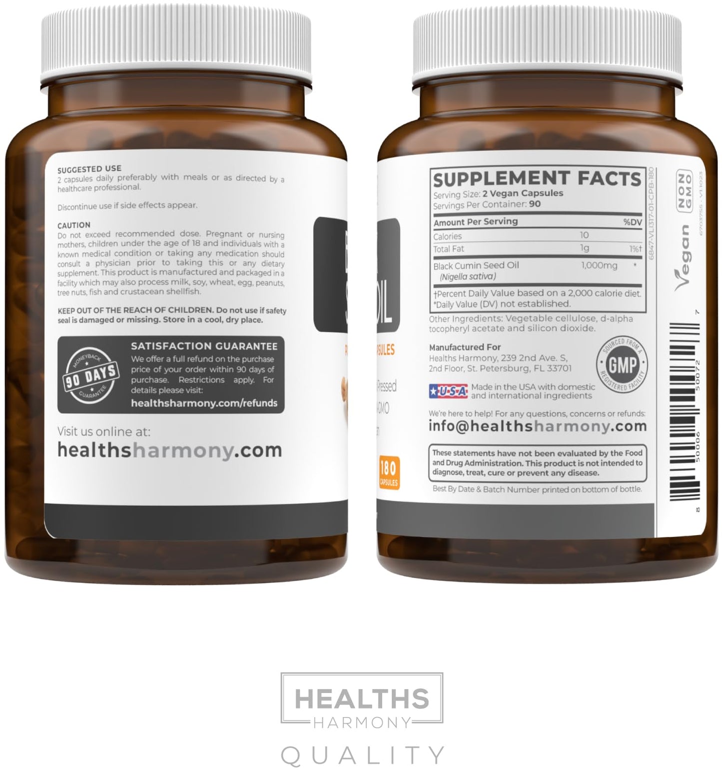 Black Seed Oil - 120 Softgel Capsules Skin Health (Non-GMO & Vegan) Cold-Pressed Nigella Sativa Producing Pure Black Cumin Seed Oil with Vitamin E - 500mg Each, 1000mg Per 2 Capsule Serving